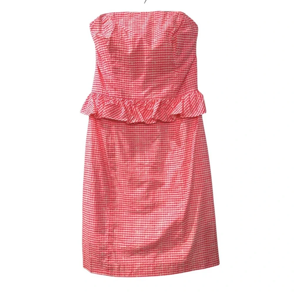 Lilly Pulitzer Women's Pink‎ Strapless Lowe Gingham Dress Size 4 Cruise Vacation - Picture 3 of 9